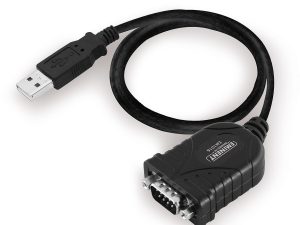 Конвертор Ewent USB - RS232 9 пин мъжко, Черен