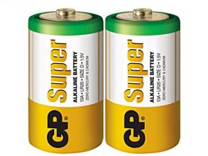 Алкална батерия GP SUPER LR20, 2 бр. в опаковка / shrink, 1.5V GP-BA-13A21-S2