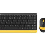 Комплект клавиатура и мишка A4TECH Fstyler FG1110, Безжичен, Черен/Жълт