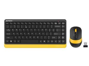 Комплект клавиатура и мишка A4TECH Fstyler FG1110, Безжичен, Черен/Жълт