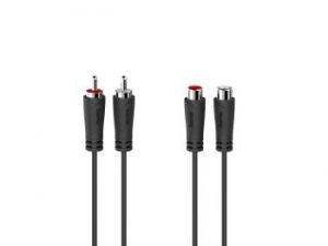 Удължителен аудио кабел HAMA  2 x Чинч мъжко - 2 x Чинч женско, 1.5 м, Черен