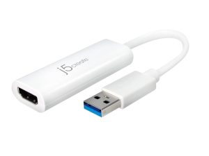 Адаптер j5create JUA254, USB-A към HDMI, Бял