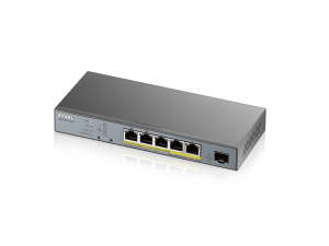 Суич ZyXEL GS1350-6HP, 6-портов, Gigabit, Управляем, PoE 60W