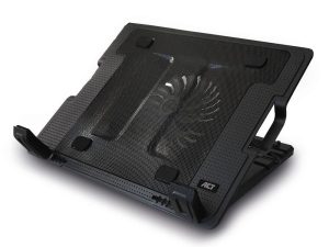 Охладител за лаптоп ACT, До 17", С един вентилатор, 2 x USB хъб, Черен