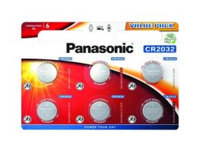 Бутонна батерия литиева PANASONIC CR2032, 3V, 6 бр. в блистер /цена за 6 бр./