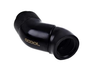 Ъглов адаптер Alphacool Eiszapfen, 2 x 45°, G1/4 външна към G1/4 вътрешна резба, Черен мат