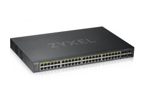 Суич ZYXEL GS1920-48HP, 44х GbE порта, 4х Combo порта SFP/RJ-45, Управляем, Монтаж в шкаф