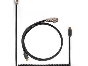 Кабел за клавиатура Keychron Coiled Aviator Custom USB Cable, USB-C - USB-C, Черен