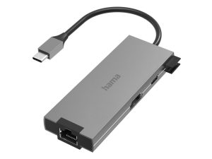 USB-C хъб, 5-портов, 2 x USB-A, 1 x USB-C, 1 x HDMI, 1х LAN, Сив