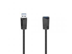 Удължителен кабел HAMA, USB 3.0 A мъжко - USB-А женско,1.5 м, Екраниран, Черен