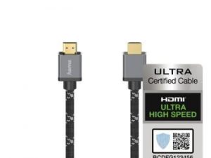 Кабел HAMA Ultra HD, HDMI мъжко - HDMI мъжко, 8K, 48GB/s,метал, 3 м, Позл. конектори, Ethernet, Черен