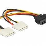 Кабел DeLock Power SATA 15pin към 2x 4pin Molex женско, 20cm