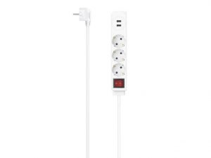 Разклонител, 3-гнезда, USB-A 17 W, HAMA-223181