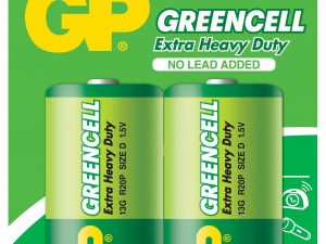 Цинк карбонова батерия GP R20, Greencell 13G-U2, 2 бр. в опаковка, blister, 1.5V