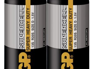 Цинк карбонова батерия SUPERCELL 13S-S2, R20, 2 бр. в опаковка/ shrink, 1.5V