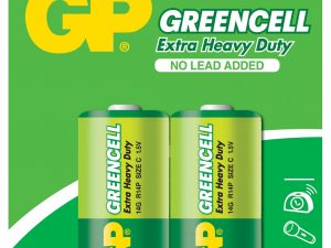 Цинк карбонова батерия GP R14 14G-U2 Greencell, 2 бр. в опаковка, BLISTER, 1.5V