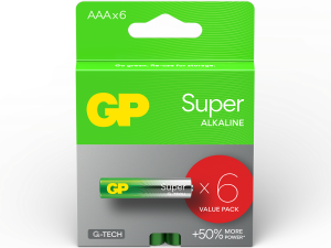 Алкална батерия GP SUPER LR03 AAA / 4+2 бр. в опаковка 1.5V GP-BA-24A21-SBV6