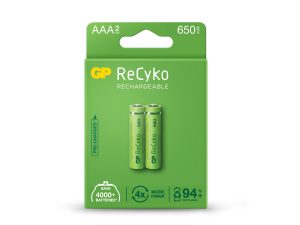 Акумулаторна Батерия GP R03 AAA 650mAh NiMH 65AAAHCE-EB2, 2 бр. в опаковка