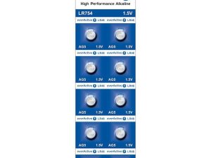 Бутонна алкална батерия EVERACTIVE LR754, LR48, 1,55V, 10pk блистер, /цена за 1 бр. батерия/