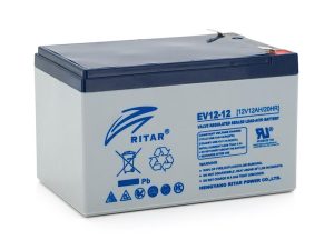 Оловна батерия RITAR EV12-12, AGM, 12V / 12 Ah, Терминал2, За електрически колички