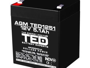 Оловна батерия TED ELECTRIC AGM, 12V, 5Ah, 90/ 70/ 10 1mm, Терминал 2