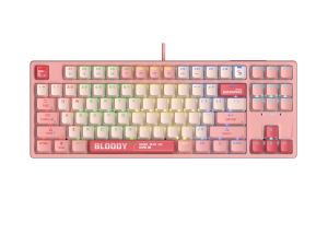 А4tech Геймърска механична  клавиатура Bloody Energy Pink S87 BLMS TKL RGB Backlit red switch , USB